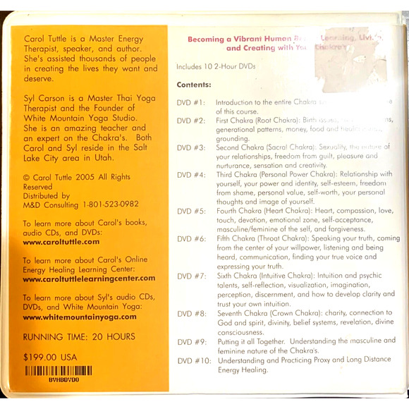 Becoming a Vibrant Human Being DVD Set Chakras Carol Tuttle Syl Carson 10 Discs - Picture 2 of 2